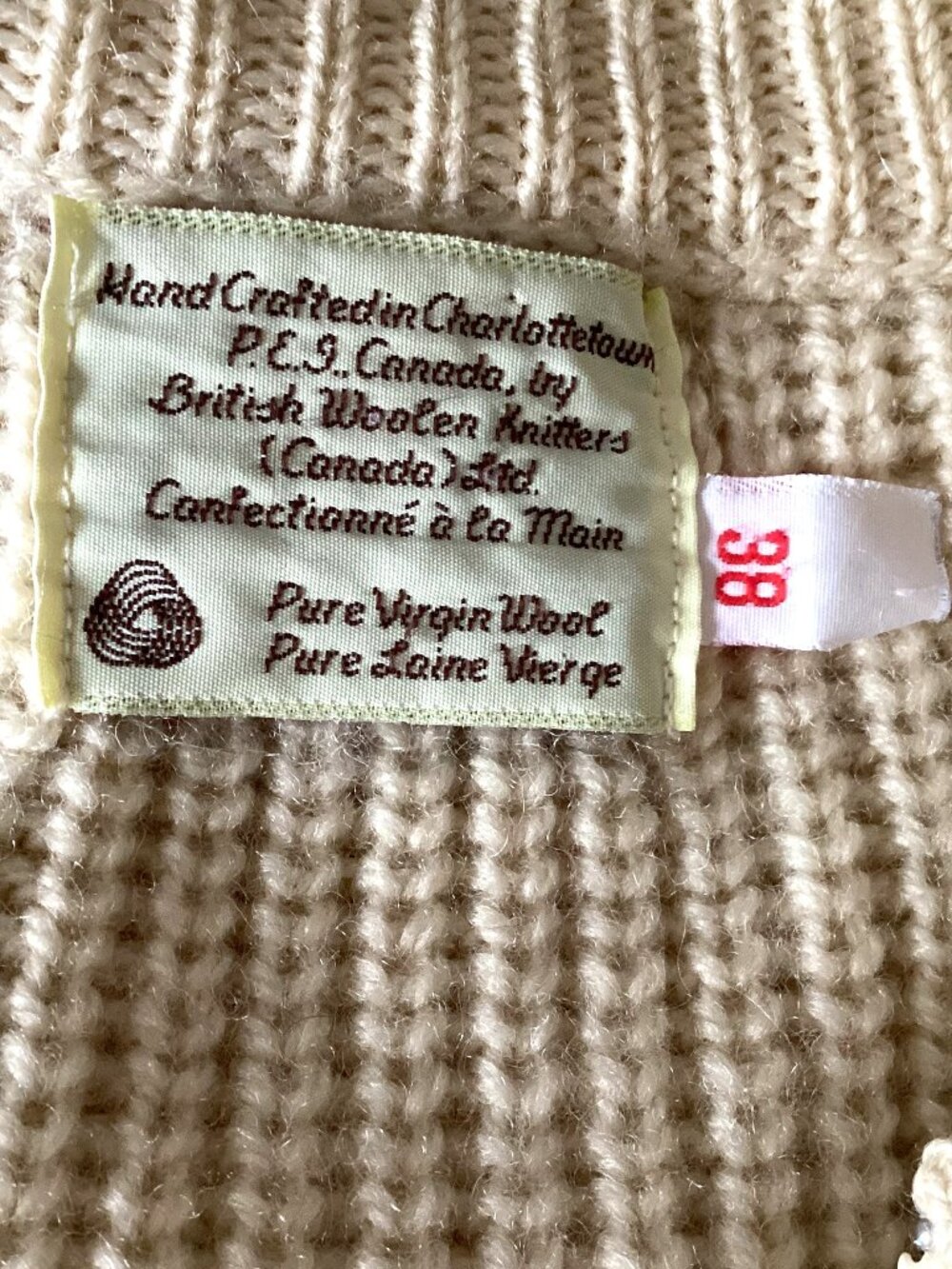Vintage Charlottettown Pure Virgin Wool Cardigan Sweater Size 38 Crafting Crafts - Picture 6 of 11